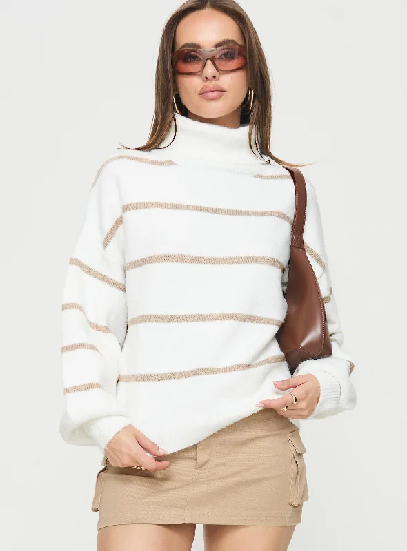 Guzman Stripe Sweater White/ Beige