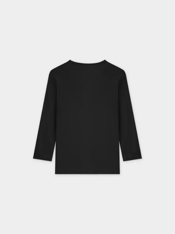 BASIC HIGH V TEE 3Q-BLACK