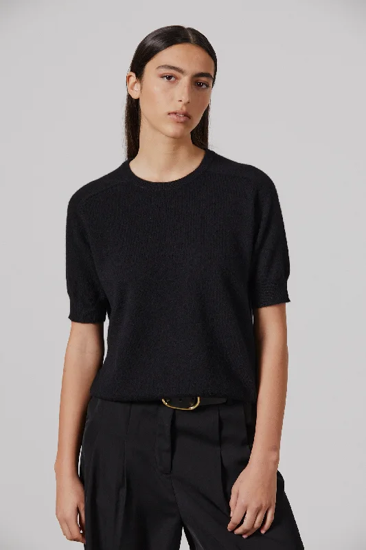 Jasper Cashmere T-Shirt Crew - Black