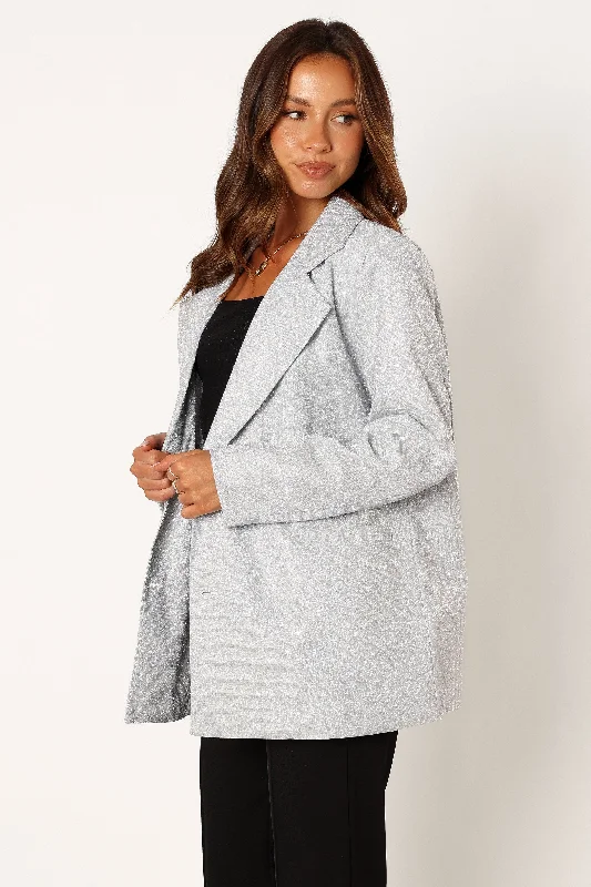 Kensley Shimmer Double Button Blazer - Silver