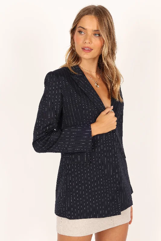 Laura Pinstripe Blazer - Navy/White