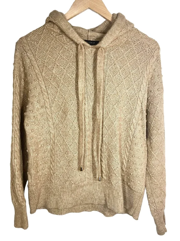 Light Spring Tan Cable Knit Hooded Sweater