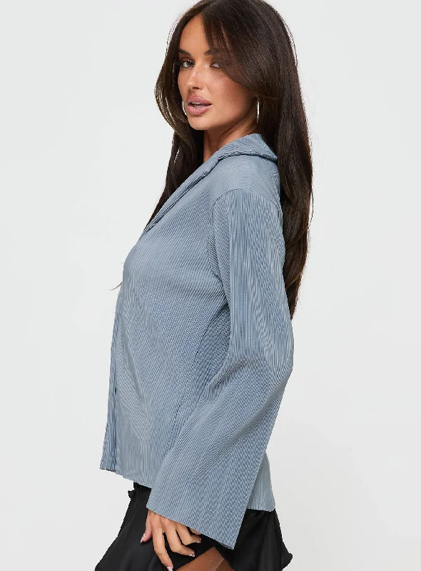 Louie Pleated Shirt Blue