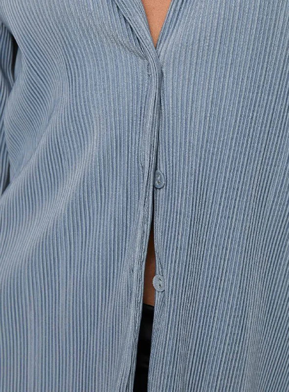 Louie Pleated Shirt Blue