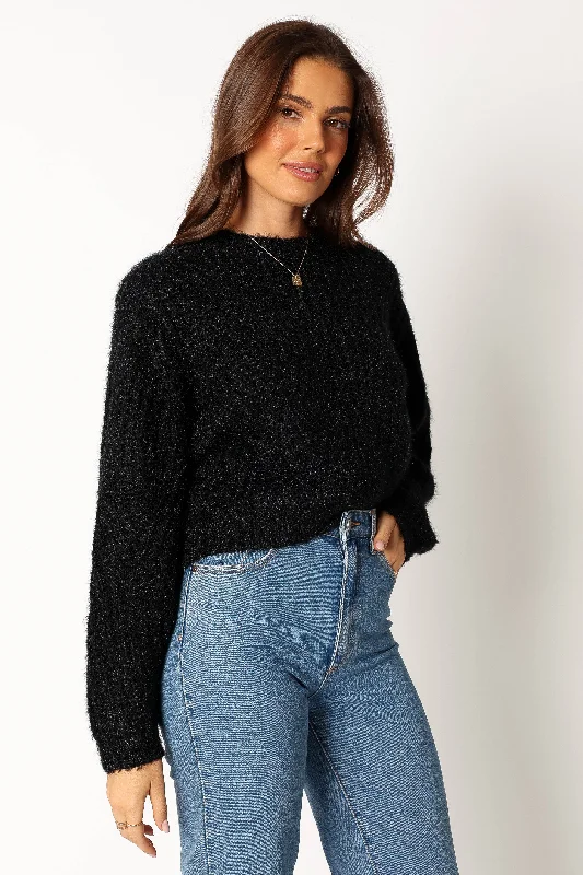 Magnolia Shimmer Knit Sweater - Black