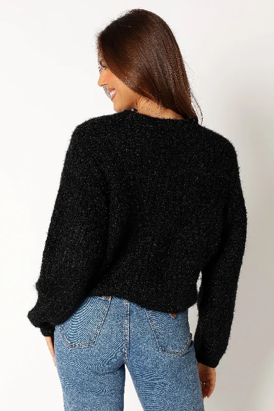 Magnolia Shimmer Knit Sweater - Black