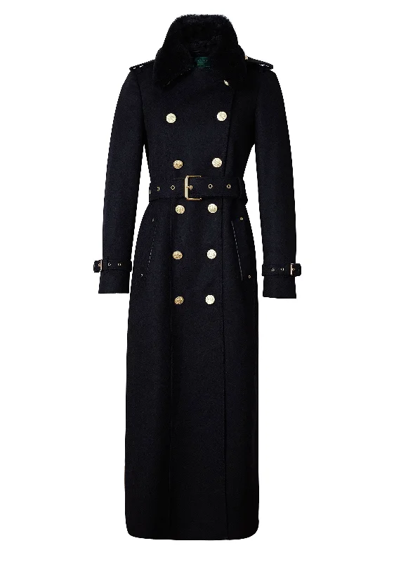 Marlborough Shearling Trench Coat (Soft Black)