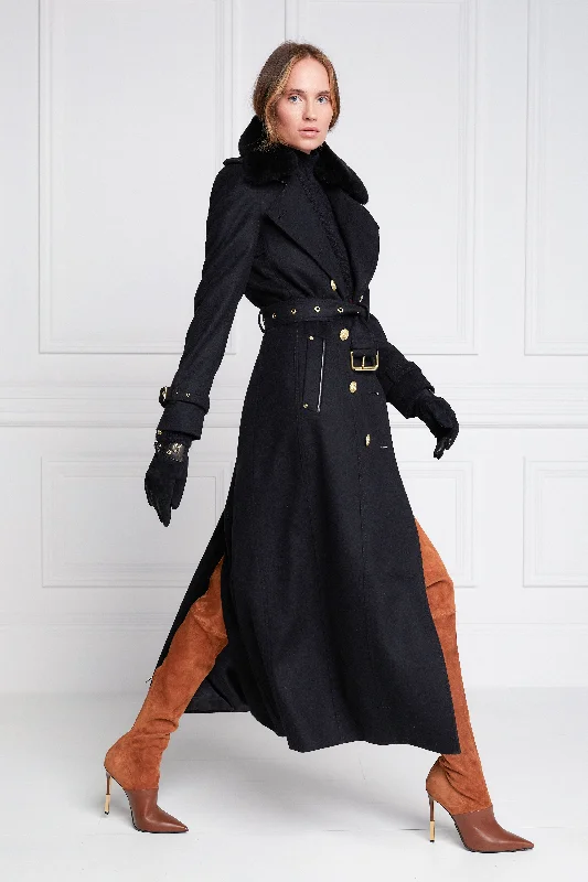 Marlborough Shearling Trench Coat (Soft Black)