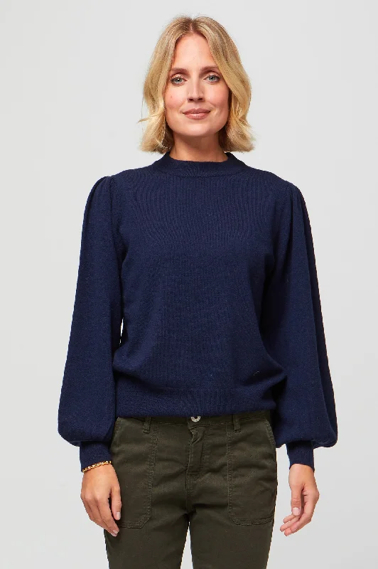 Merino Cashmere Blend Crew Neck Jumper | Navy