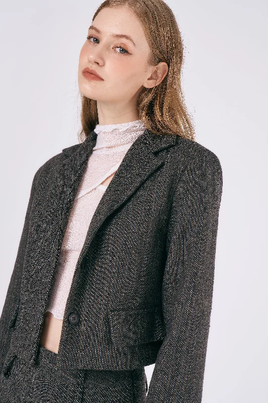 Mia Herringbone Crop Jacket