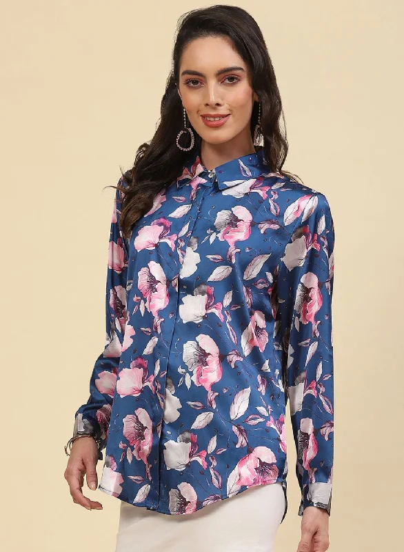 Women Blue Printed Top