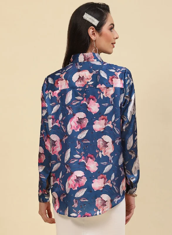 Women Blue Printed Top