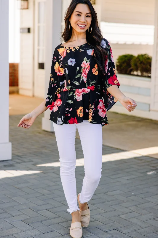 Now Is Your Time Black Floral Blouse