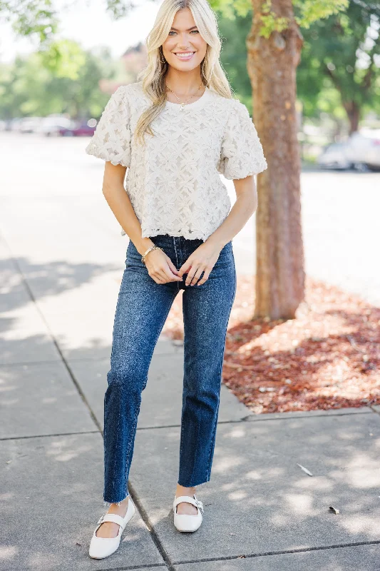 On Your Own Cream Textured Blouse