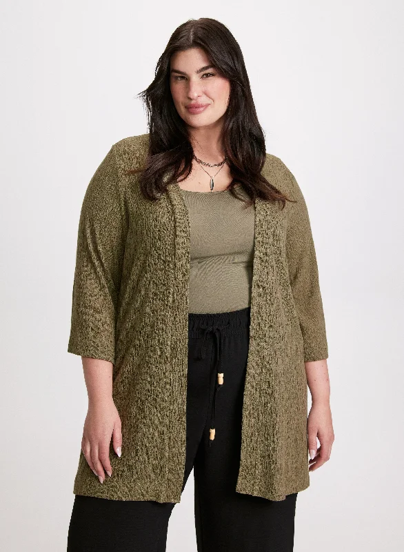 Open Front Textured Cardigan