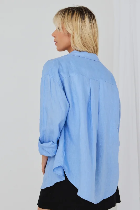 Optimum Cornflower Linen Oversized Shirt