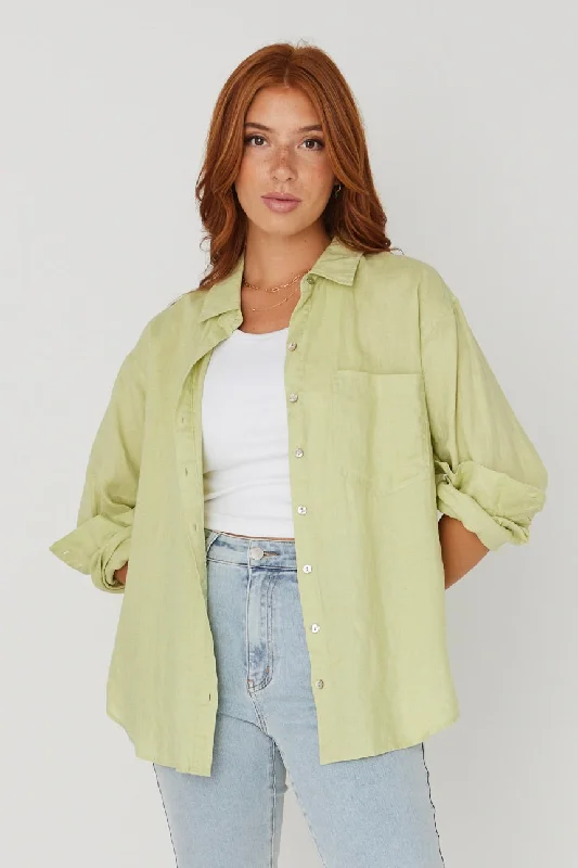 Optimum Pistachio Linen Oversized Shirt