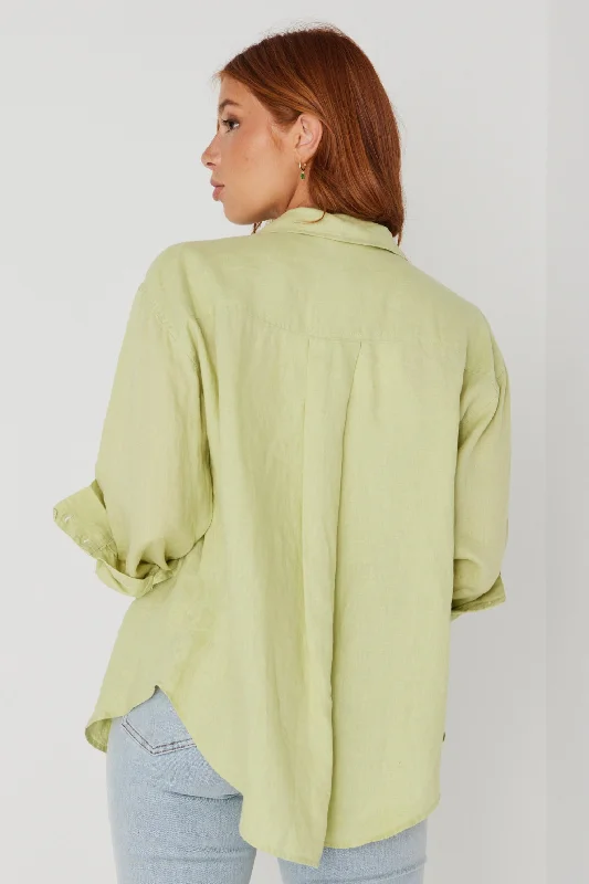 Optimum Pistachio Linen Oversized Shirt