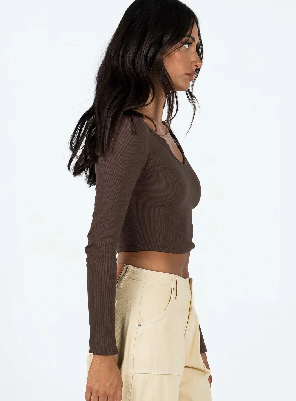 Laurina Long Sleeve Top Brown