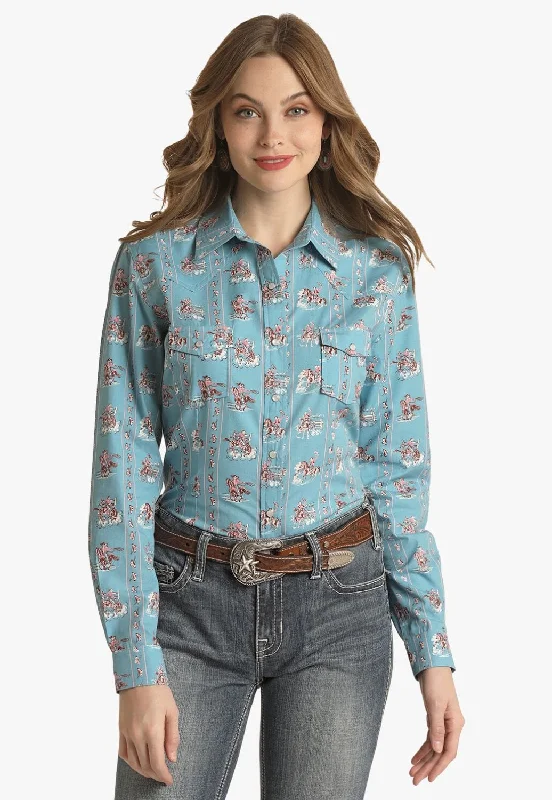 Panhandle Womens Print Snap Long Sleeve Shirt