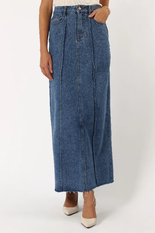 Peggie Denim Midi Skirt - Blue