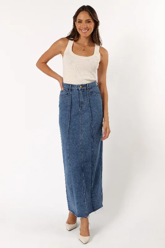 Peggie Denim Midi Skirt - Blue