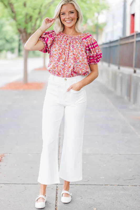 Pinch: Under Your Spell Pink Ditsy Floral Blouse