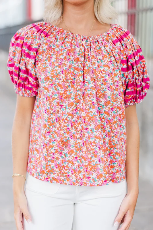 Pinch: Under Your Spell Pink Ditsy Floral Blouse