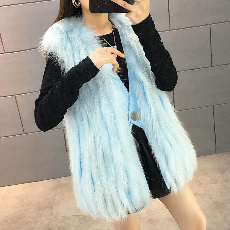 FS21120 Raccoon Fur Grass Stripe Vest Female Raccoon Dog Haining Slim Vest Autumn Winter Coat FS21107