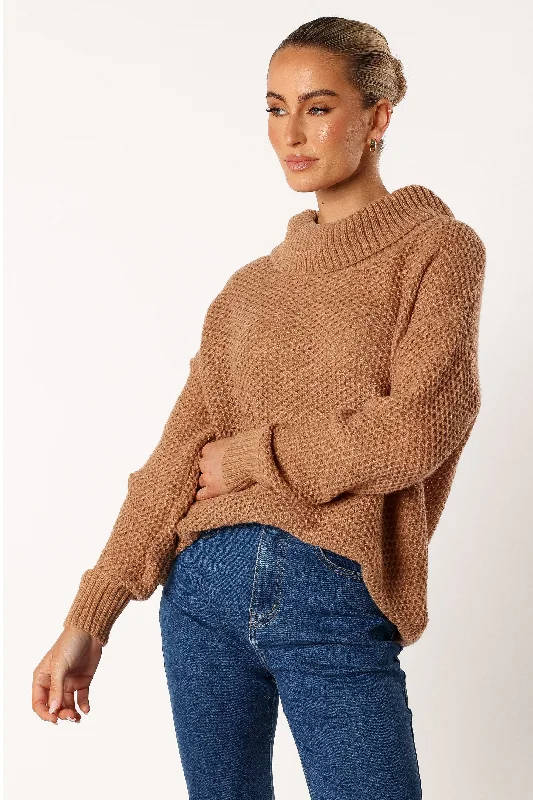 Rayne Turtleneck Knit Sweater - Beige