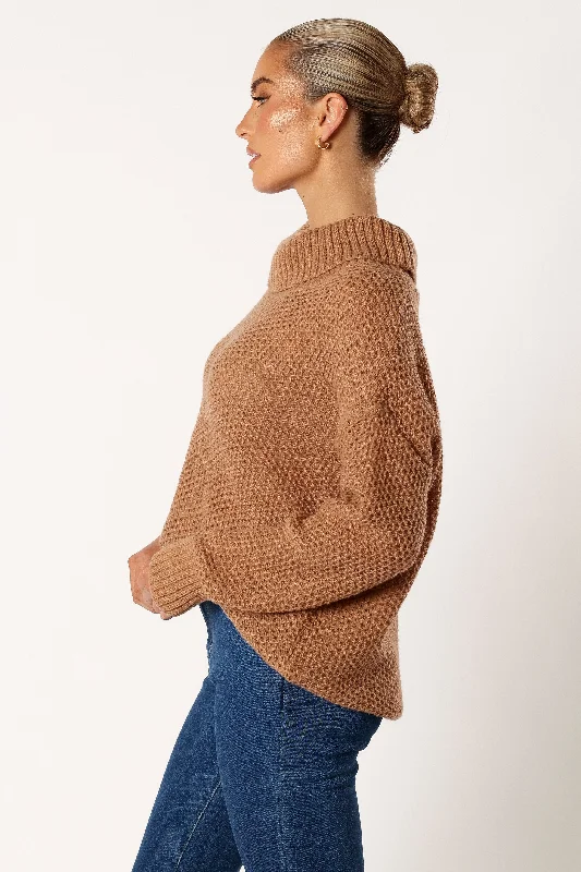 Rayne Turtleneck Knit Sweater - Beige