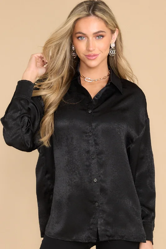 Read All About It Black Button Front Top