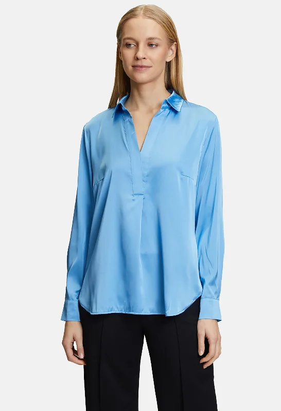 Satin V Neck Blouse