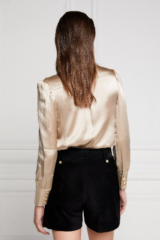 Silk V-Neck Blouse (Champagne)