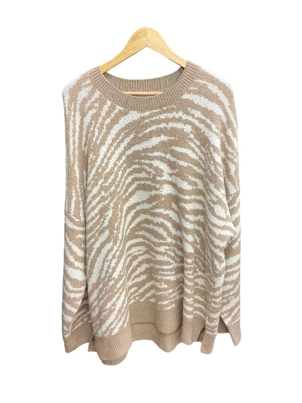 Sweater By Christian Siriano In Tan & White, Size: 2x