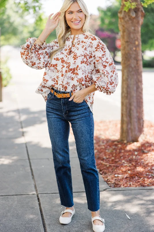 Take Your Turn Rust Orange Textured Blouse