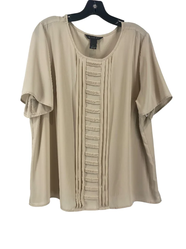 Tan Blouse Short Sleeve Investments, Size 1x