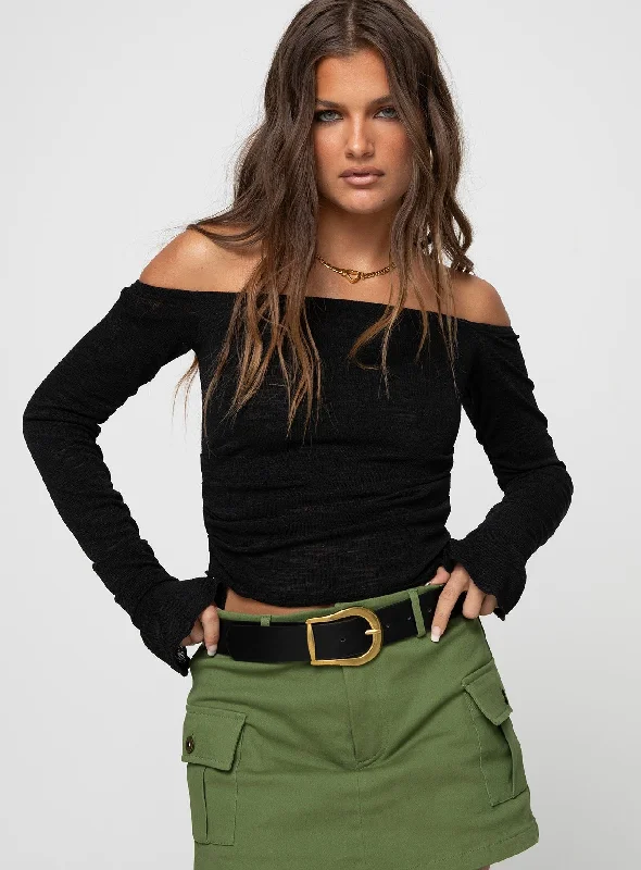 Taroona Off The Shoulder Top Black