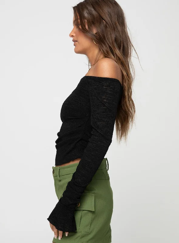 Taroona Off The Shoulder Top Black