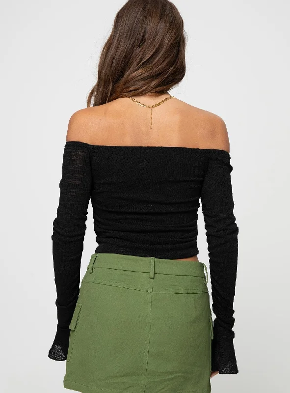 Taroona Off The Shoulder Top Black