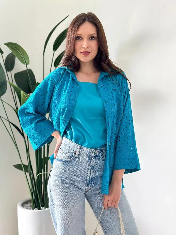 Tealicious Cutwork Shirt With Inner