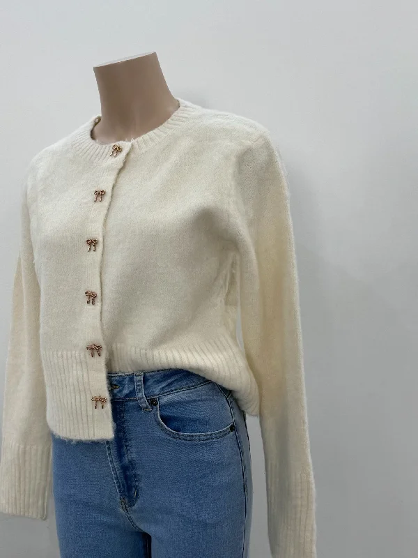 The Blair Bow Cardigan - Cream