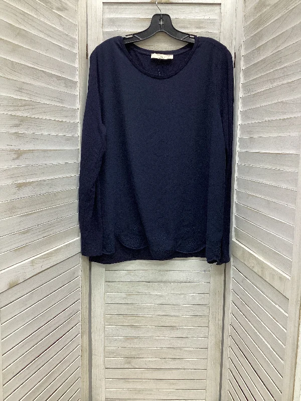 Top Long Sleeve Basic By Loft In Navy, Size: L