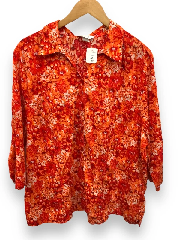 Top Long Sleeve By Cj Banks In Floral Print, Size: 3x