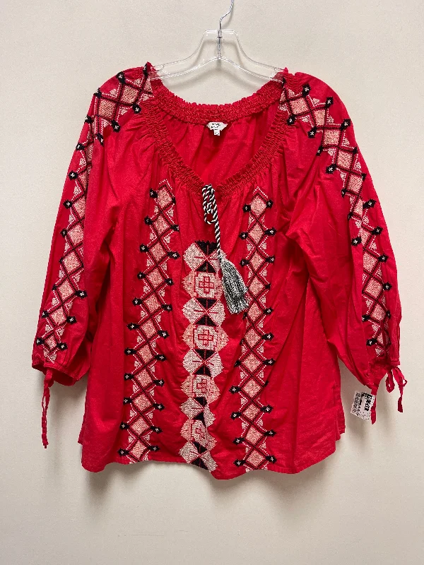 Top Long Sleeve By Crown And Ivy In Red, Size: Xl