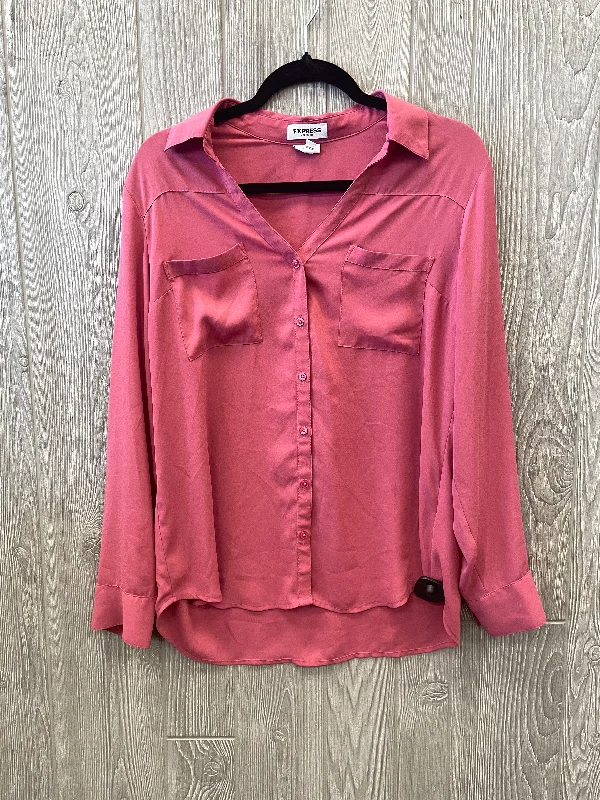 Top Long Sleeve By Express In Pink, Size: L