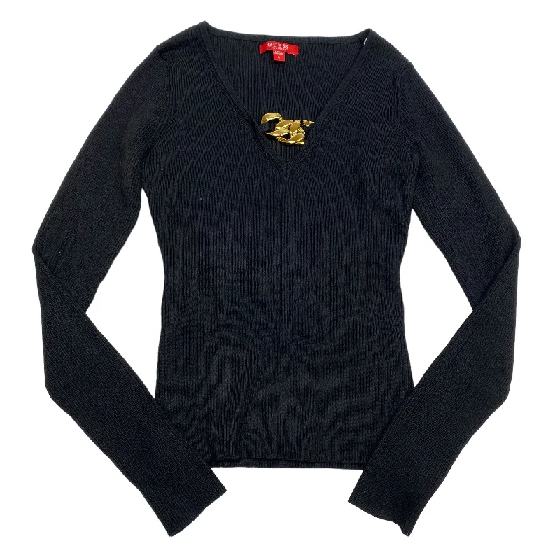 Top Long Sleeve By Guess In Black, Size: S