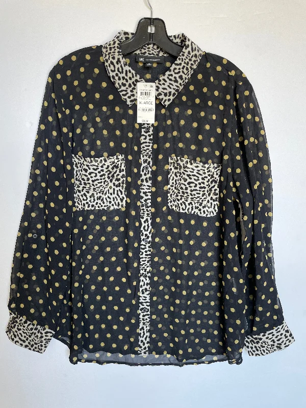 Top Long Sleeve By Inc In Polkadot Pattern, Size: Xl