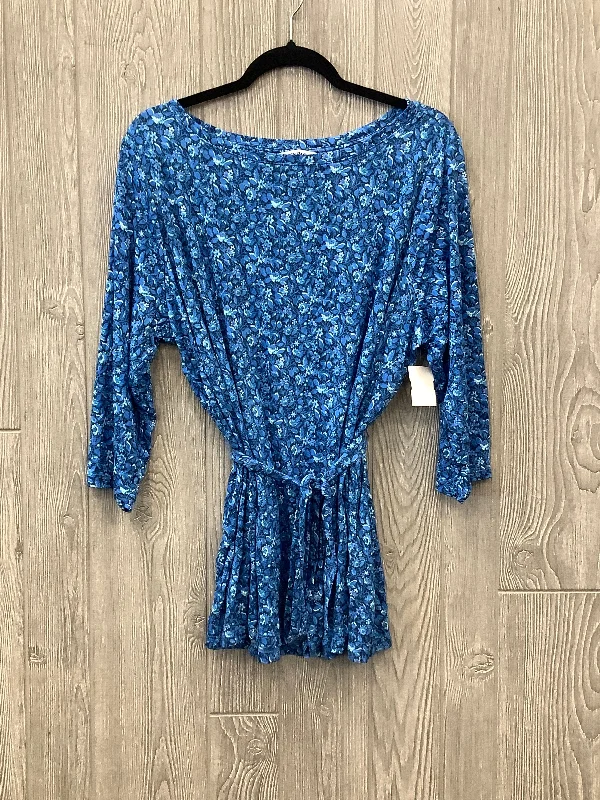 Top Long Sleeve By Isaac Mizrahi Live Qvc In Blue, Size: 1x