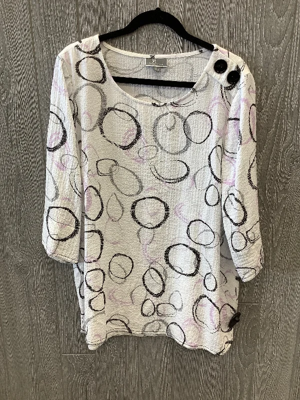 Top Long Sleeve By Jm Collections In Purple & White, Size: Xl